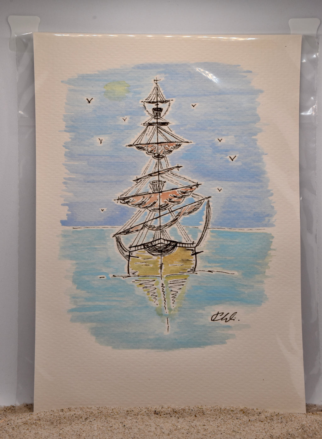 Aquarell Zeesboote Original