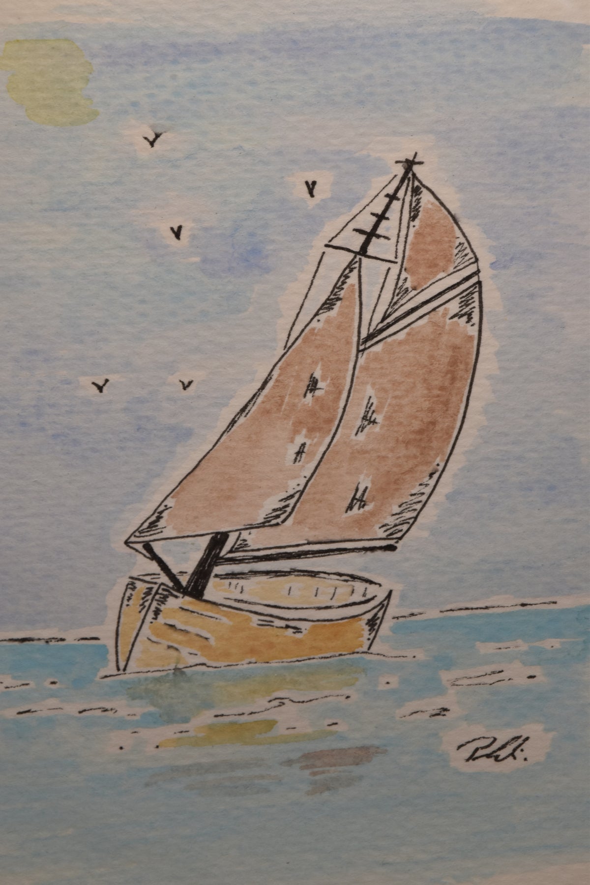 Aquarell Zeesboote Original