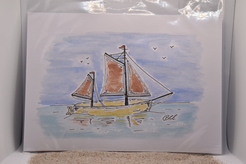 Aquarell Zeesboote Original