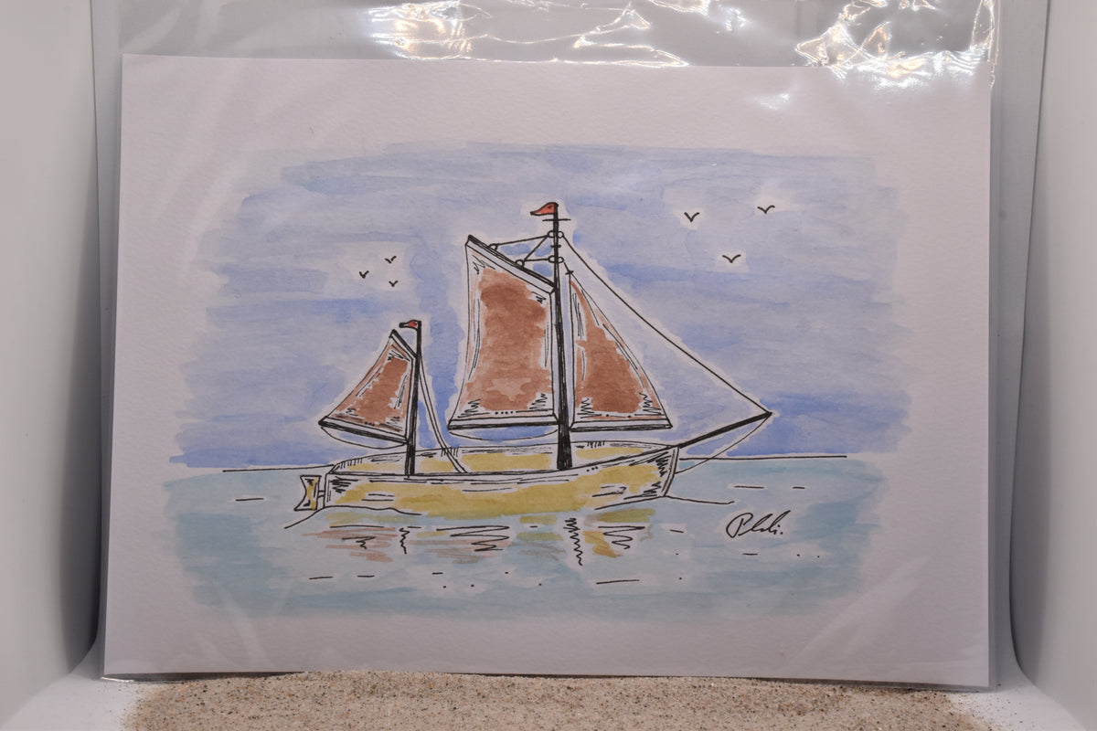 Aquarell Zeesboote Original