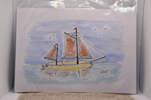 Aquarell Zeesboote Original