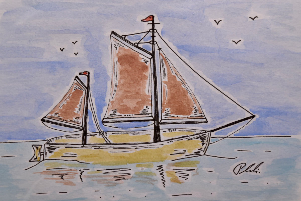Aquarell Zeesboote Original