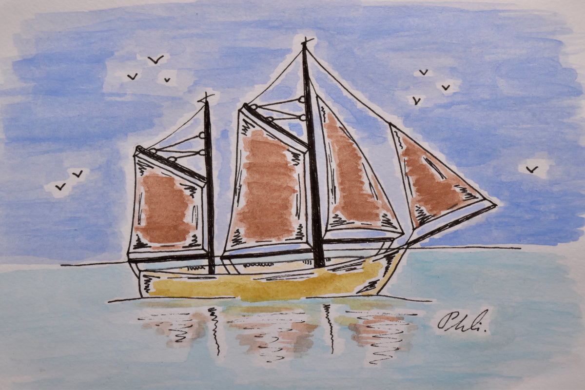 Aquarell Zeesboote Original