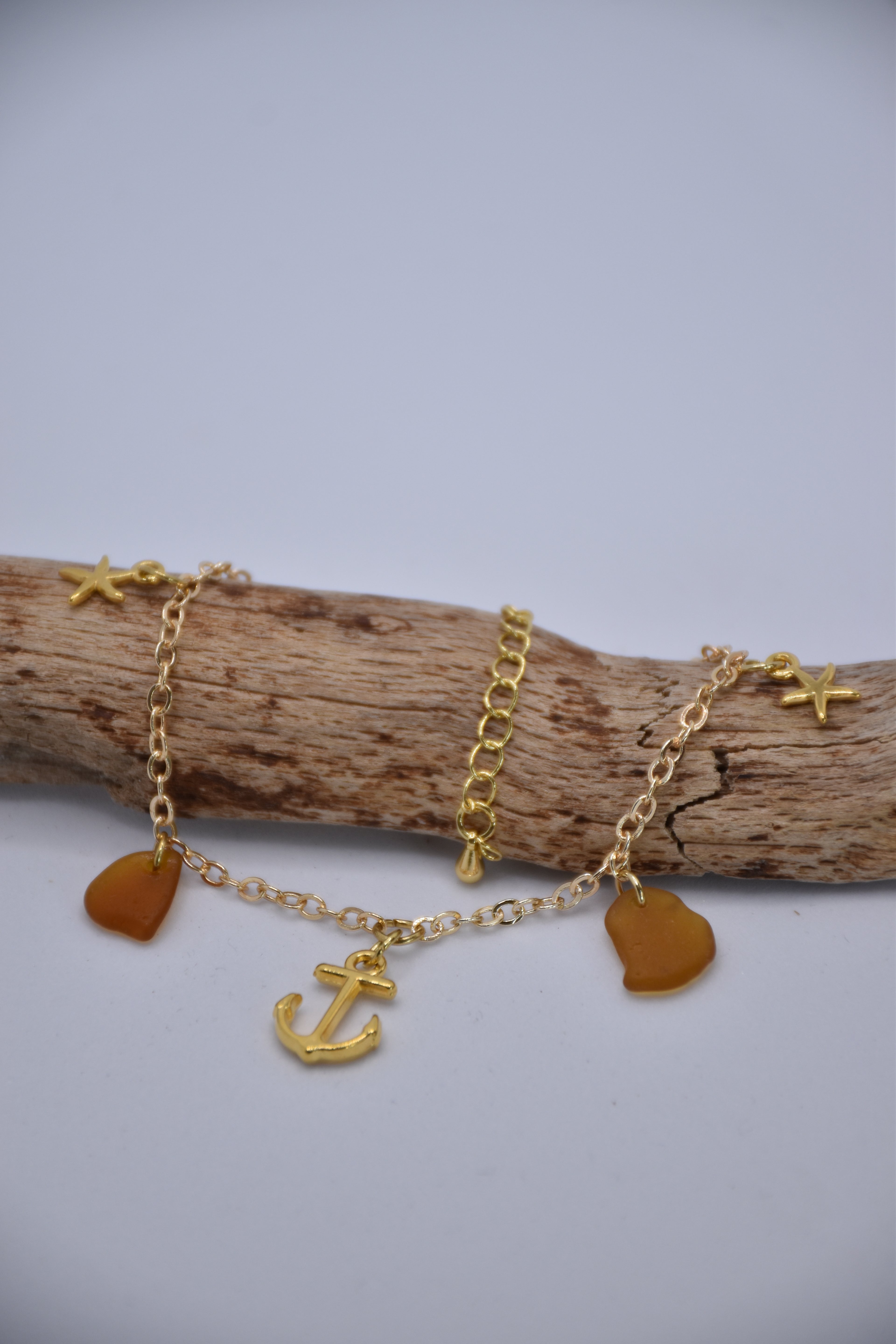 Armband - Seeglas - 24K vergoldet