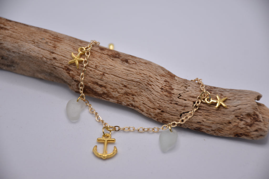 Armband - Seeglas - 24K vergoldet
