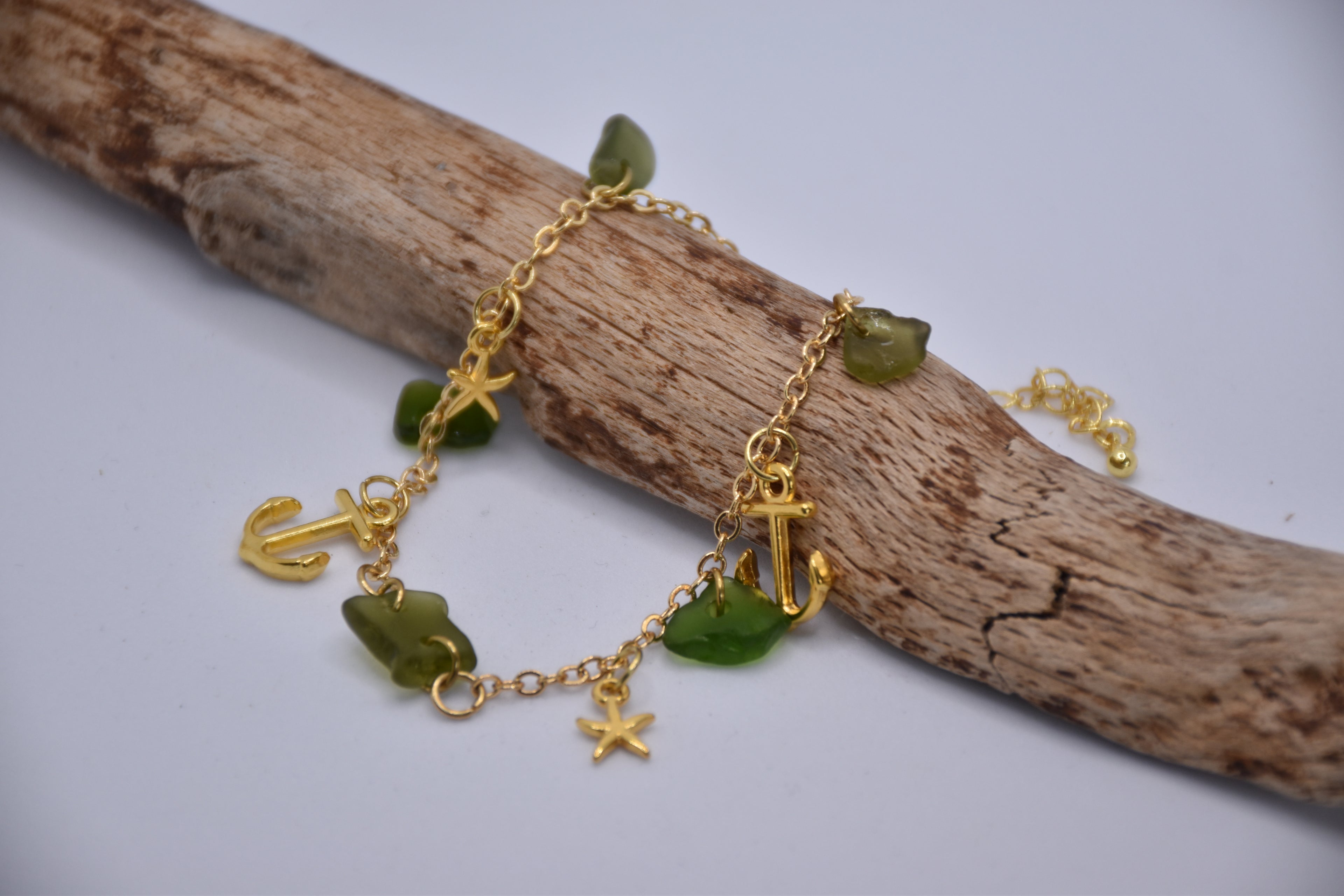 Armband - Seeglas - 24K vergoldet