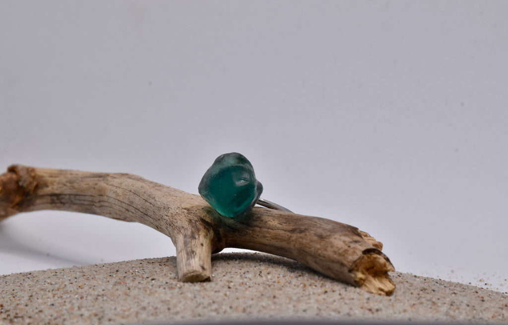 Seeglas Ring Edelstahl