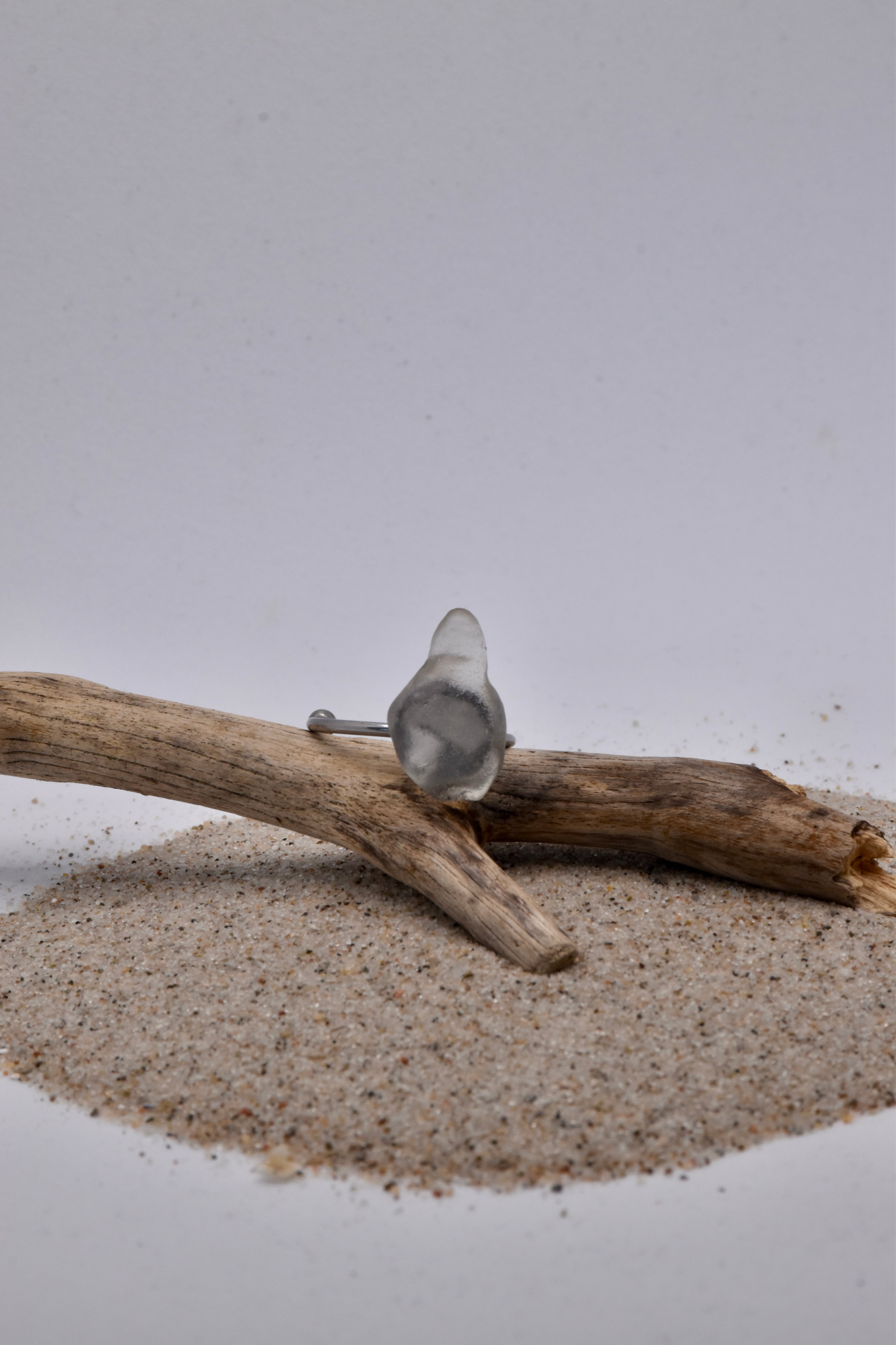 Seeglas Ring Edelstahl