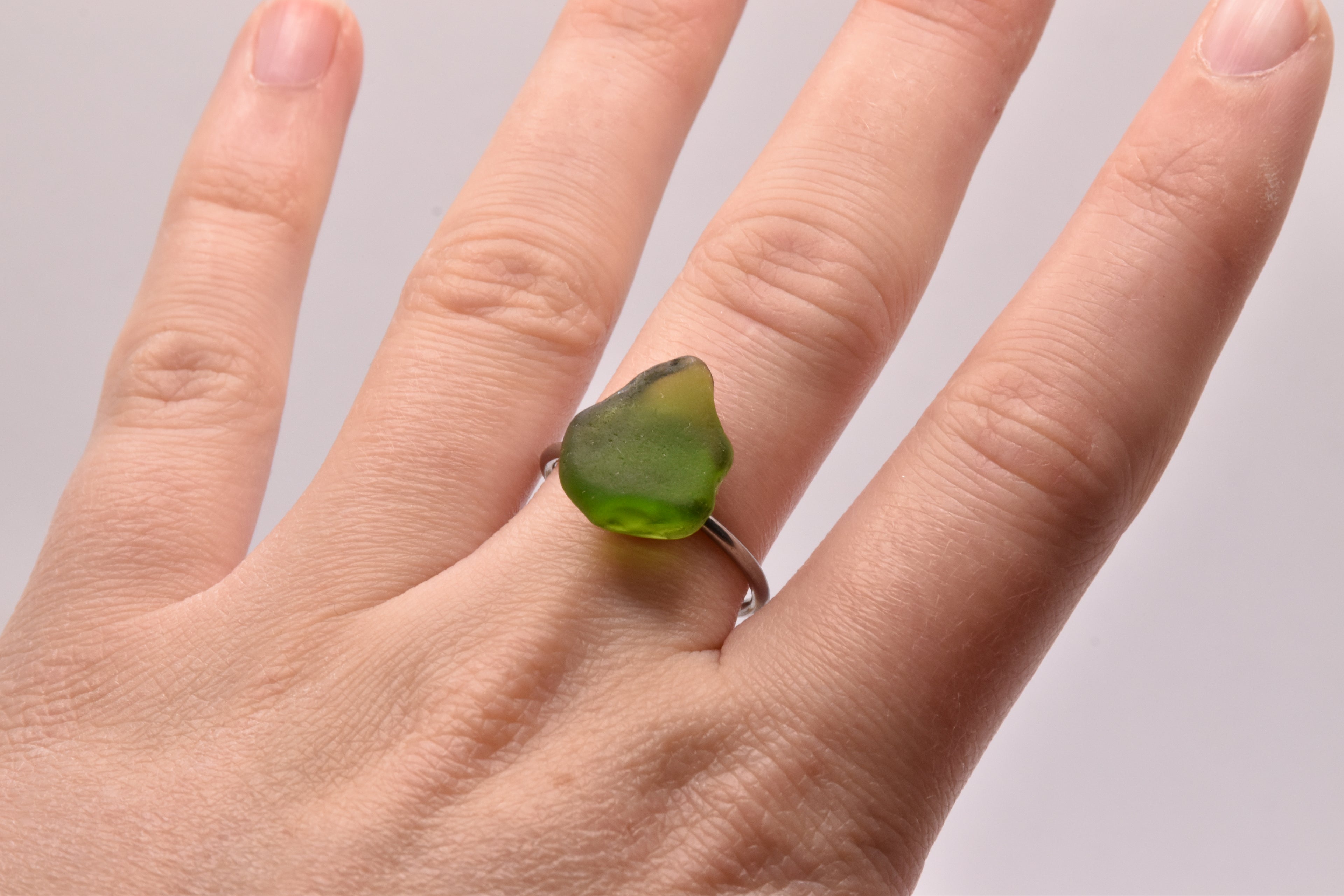 Seeglas Ring Edelstahl