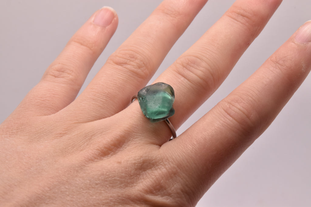 Seeglas Ring Edelstahl