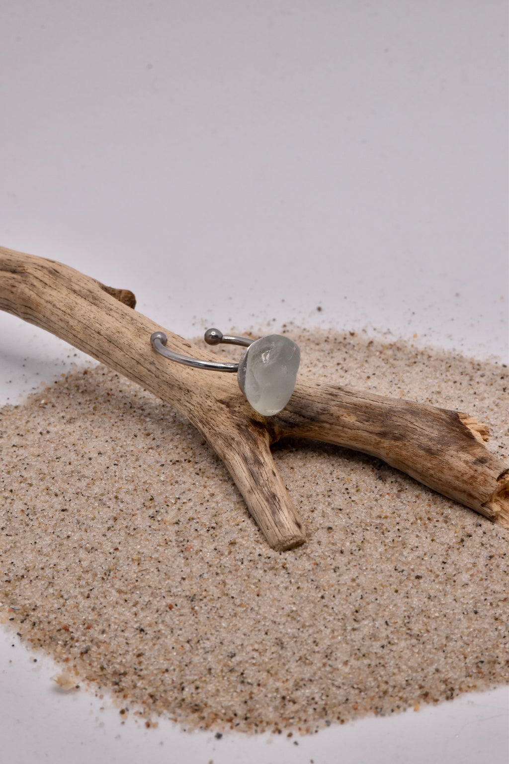 Seeglas Ring Edelstahl