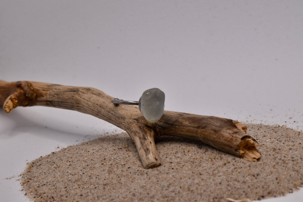 Seeglas Ring Edelstahl