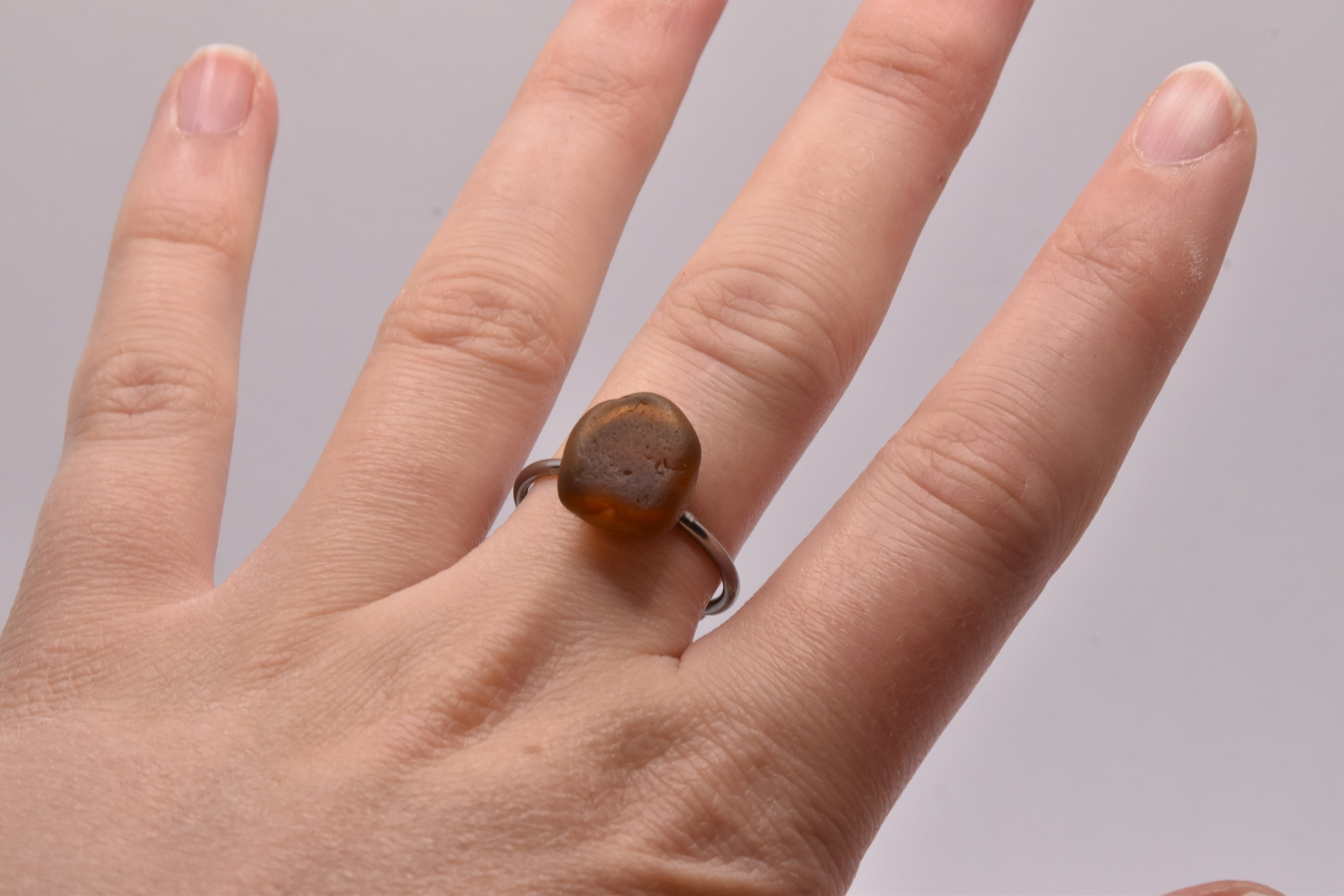 Seeglas Ring Edelstahl