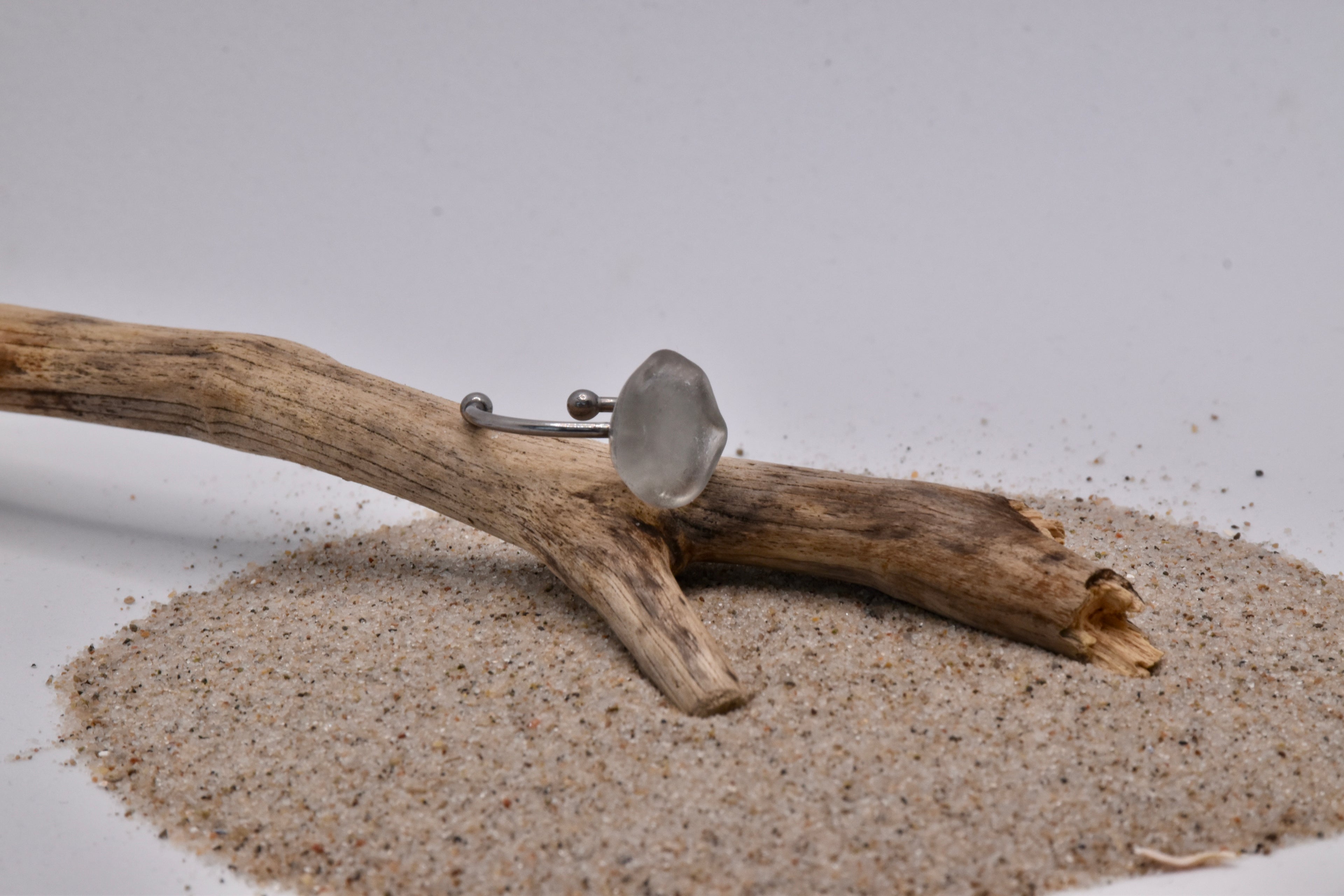 Seeglas Ring Edelstahl