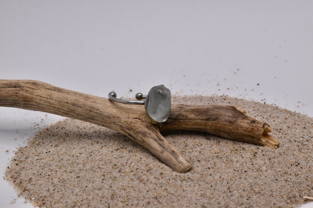 Seeglas Ring Edelstahl