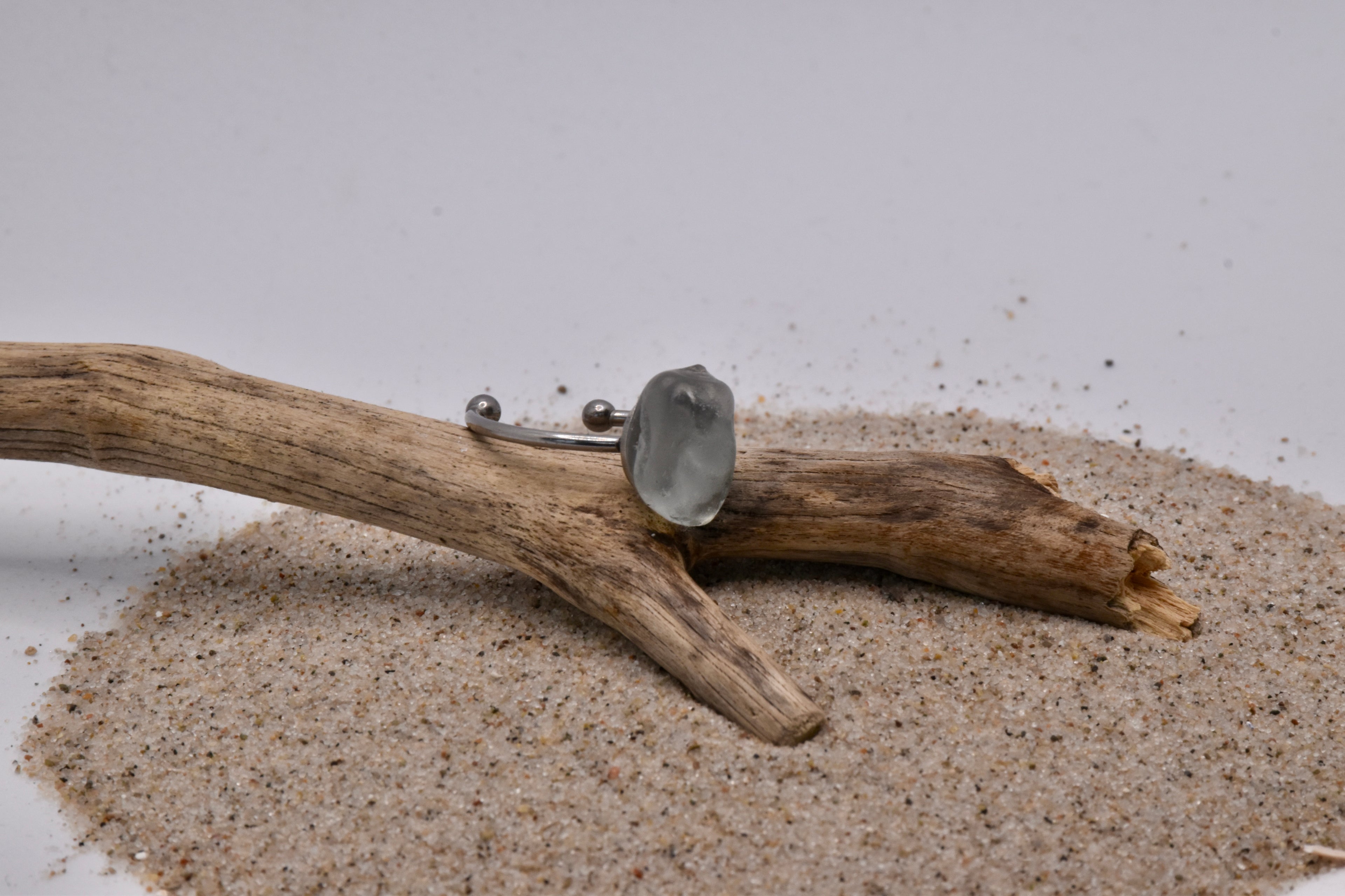 Seeglas Ring Edelstahl