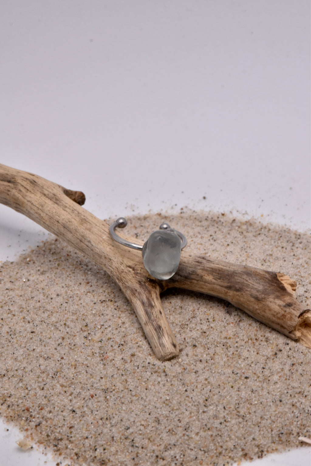 Seeglas Ring Edelstahl