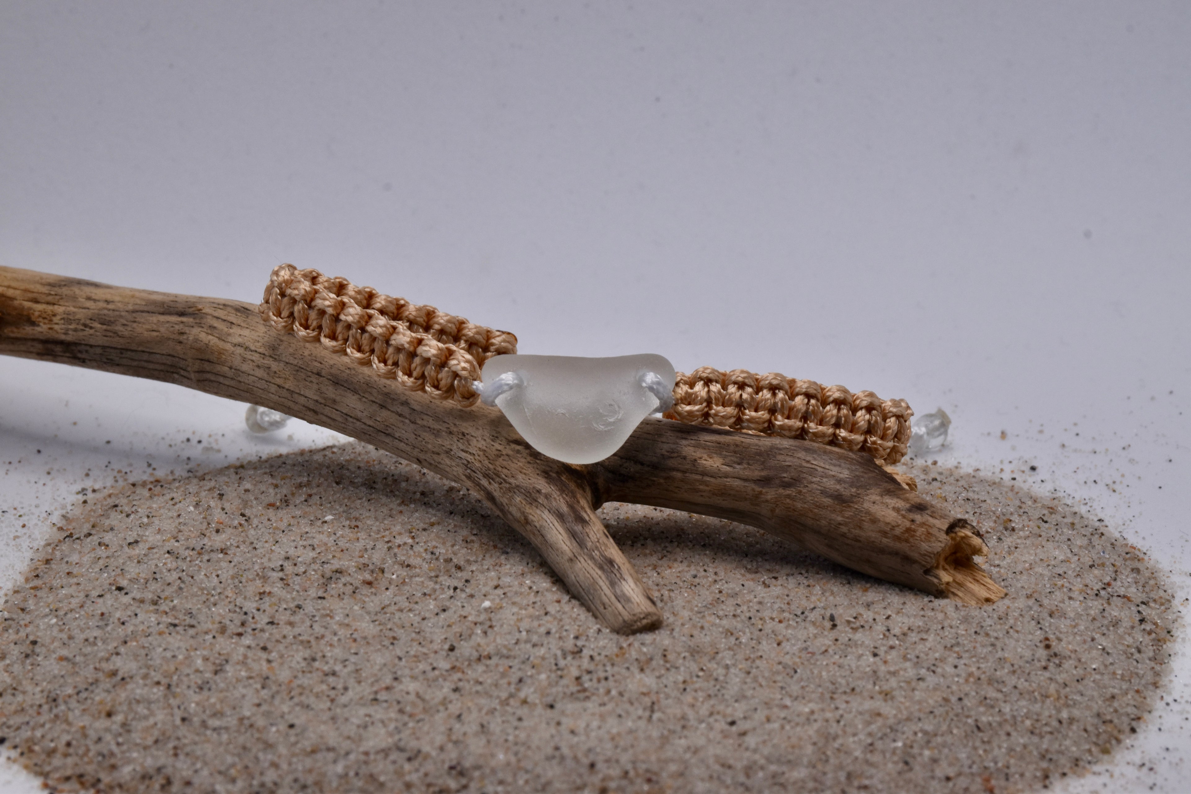 geknüpftes Armband - Seeglas