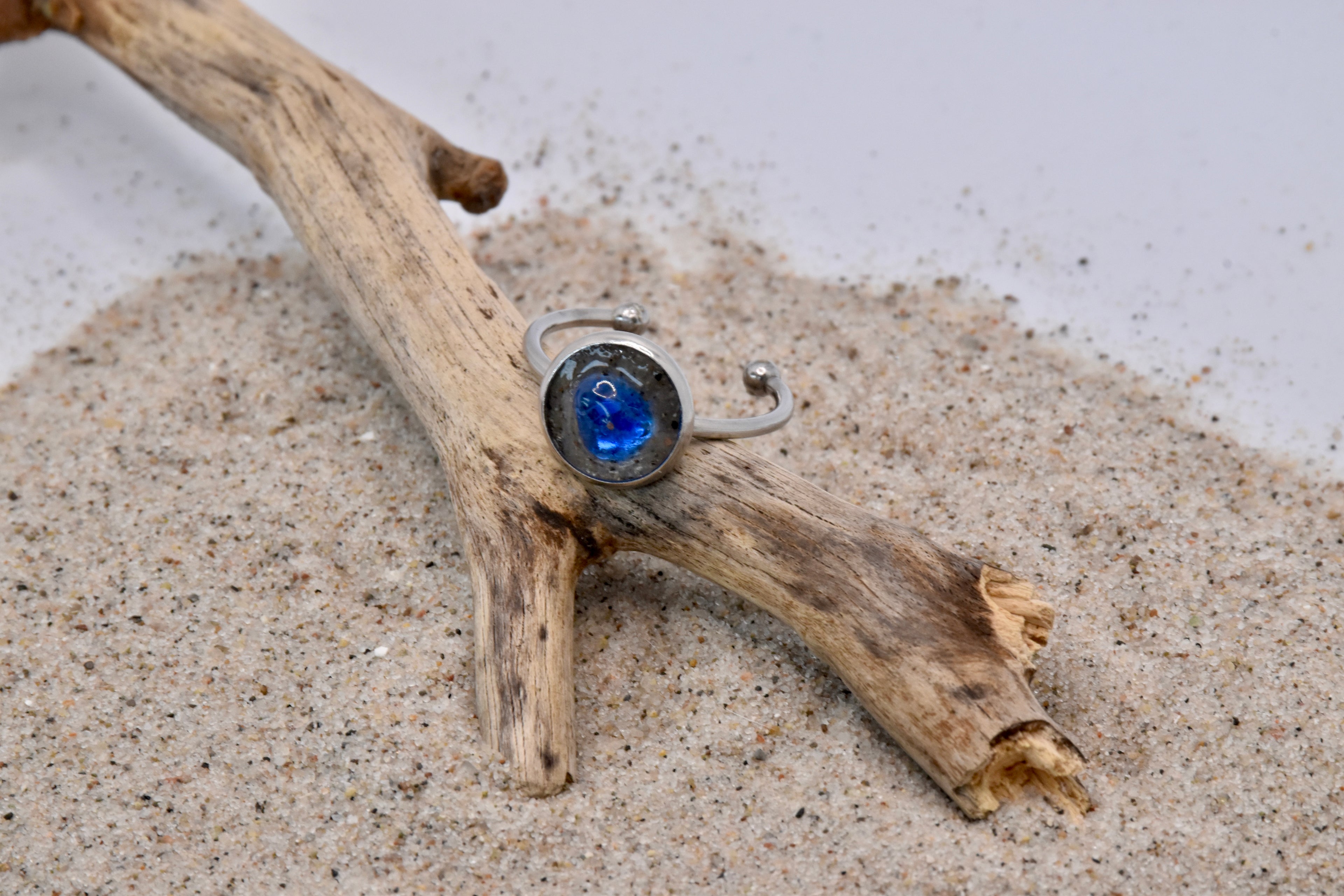 Seeglas Resin Ring Edelstahl