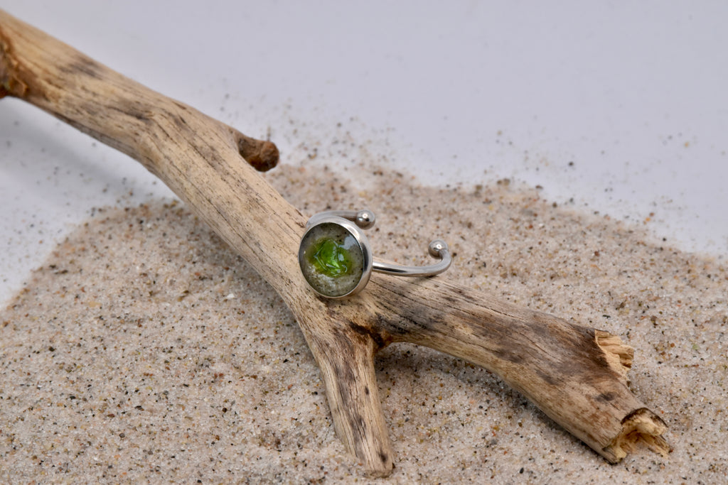 Seeglas Resin Ring Edelstahl