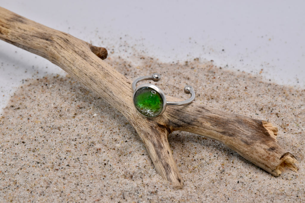 Seeglas Resin Ring Edelstahl