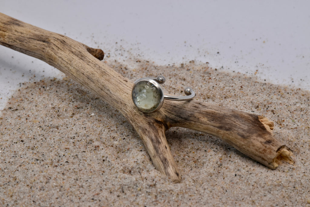 Seeglas Resin Ring Edelstahl
