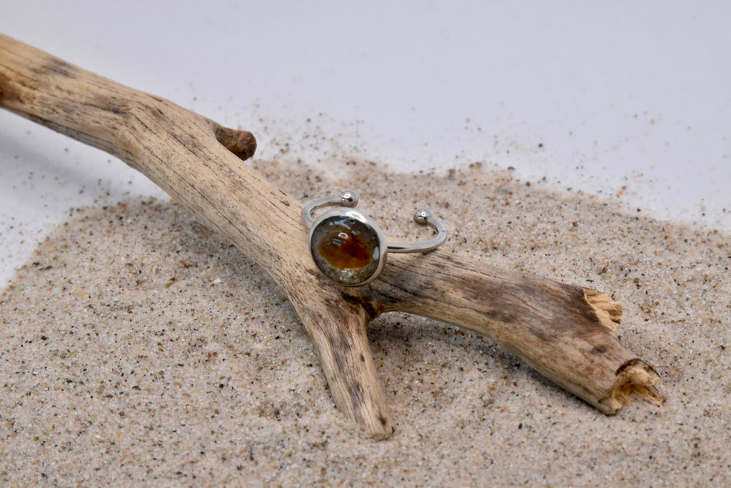 Seeglas Resin Ring Edelstahl