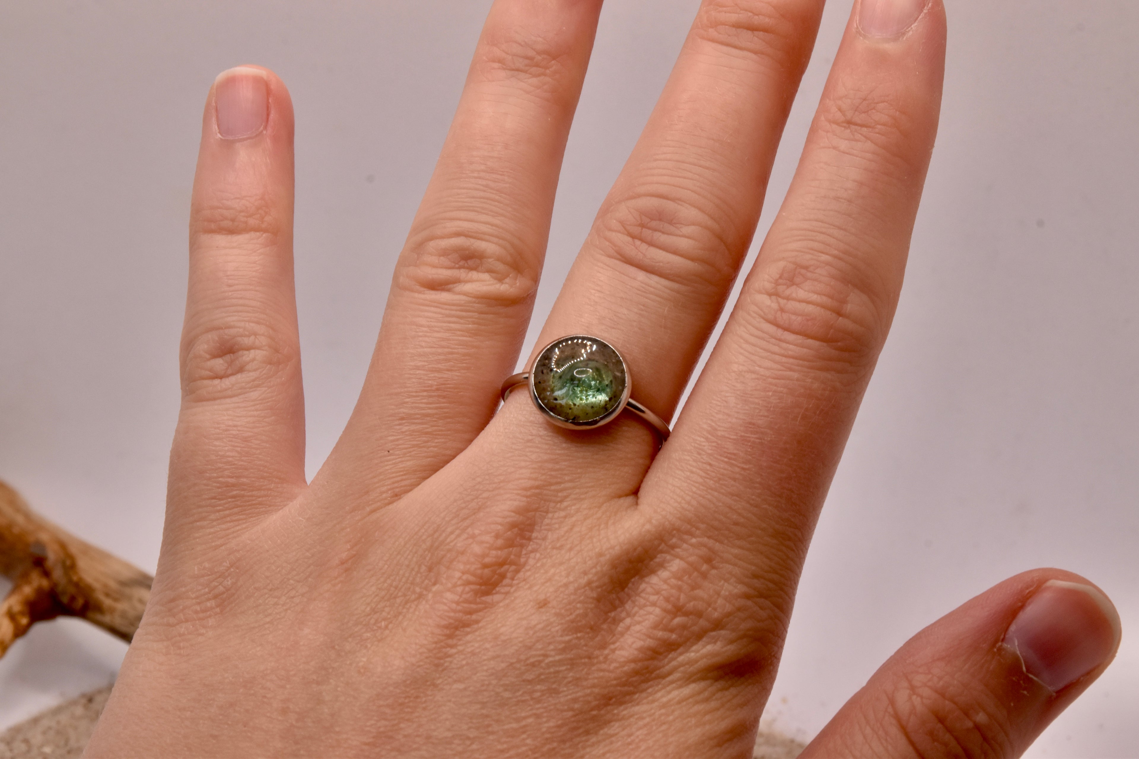 Seeglas Resin Ring Edelstahl