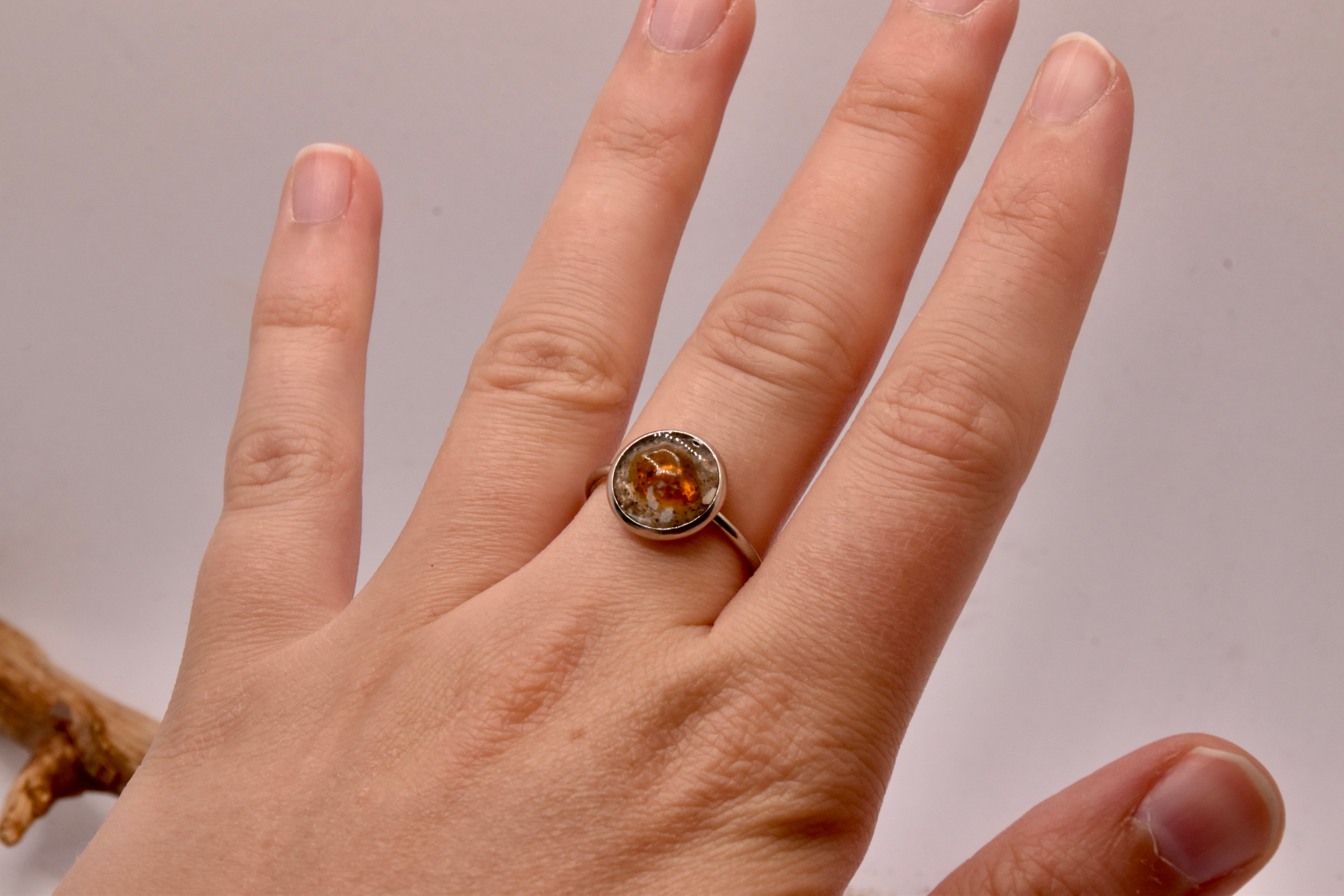 Seeglas Resin Ring Edelstahl