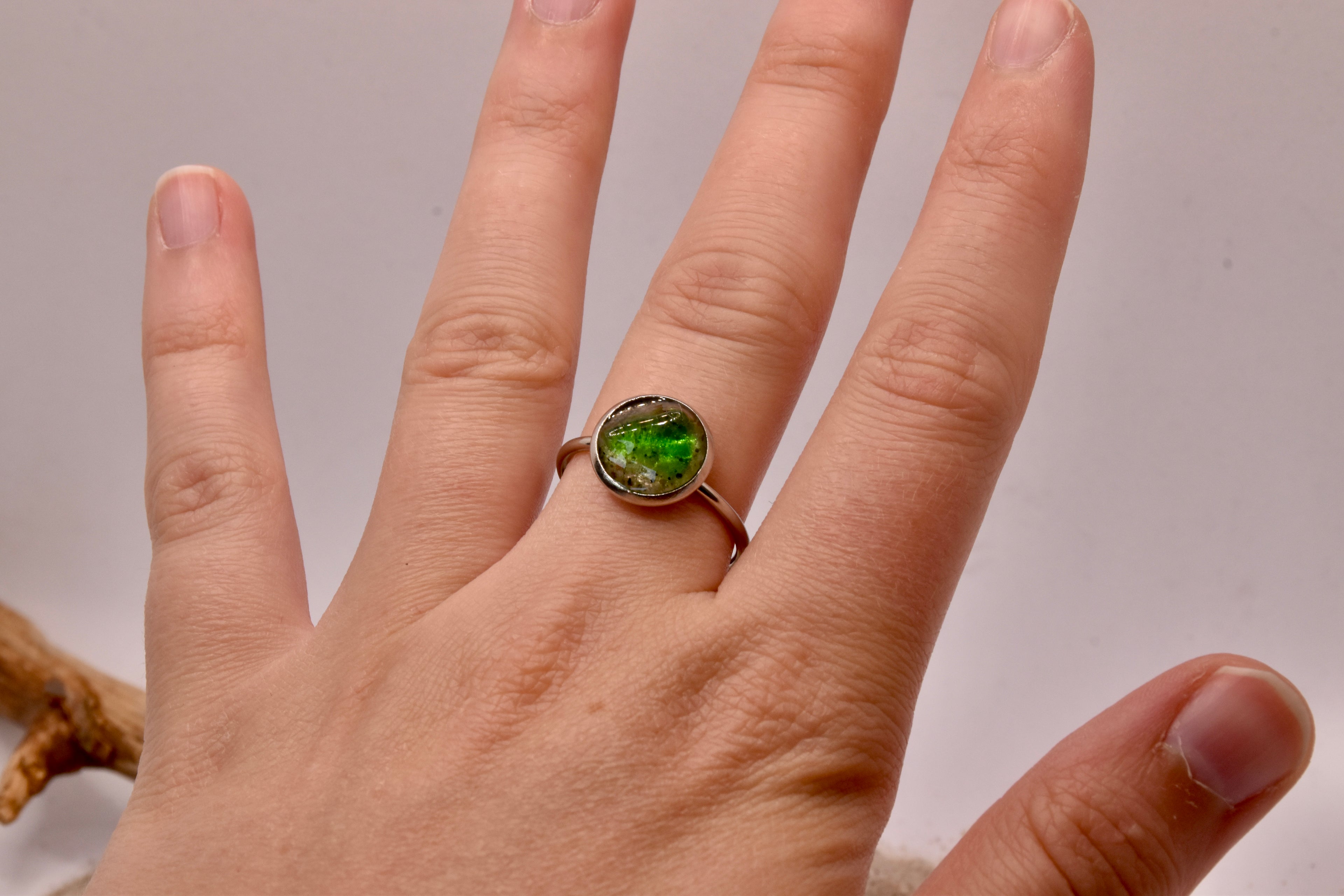 Seeglas Resin Ring Edelstahl