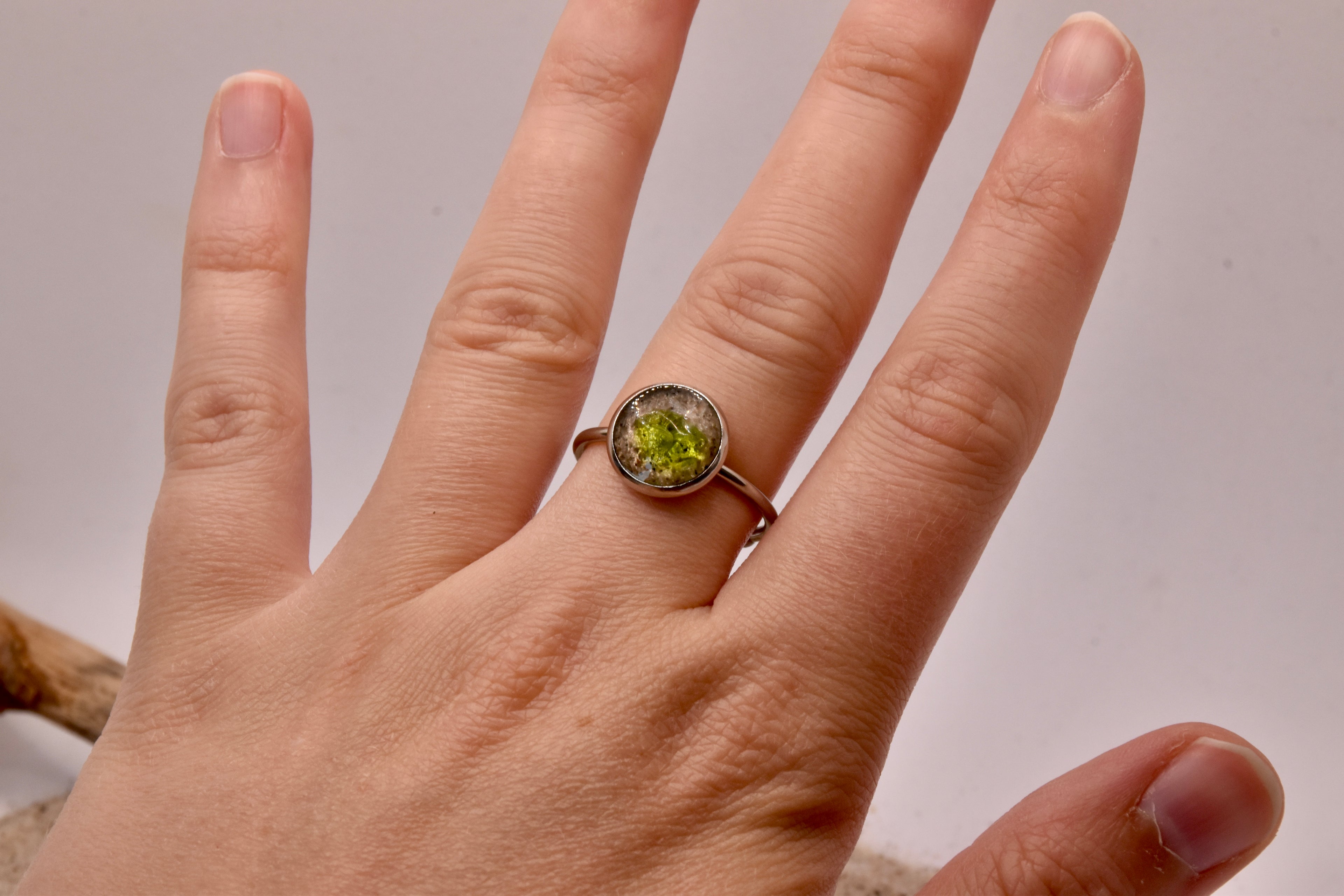 Seeglas Resin Ring Edelstahl