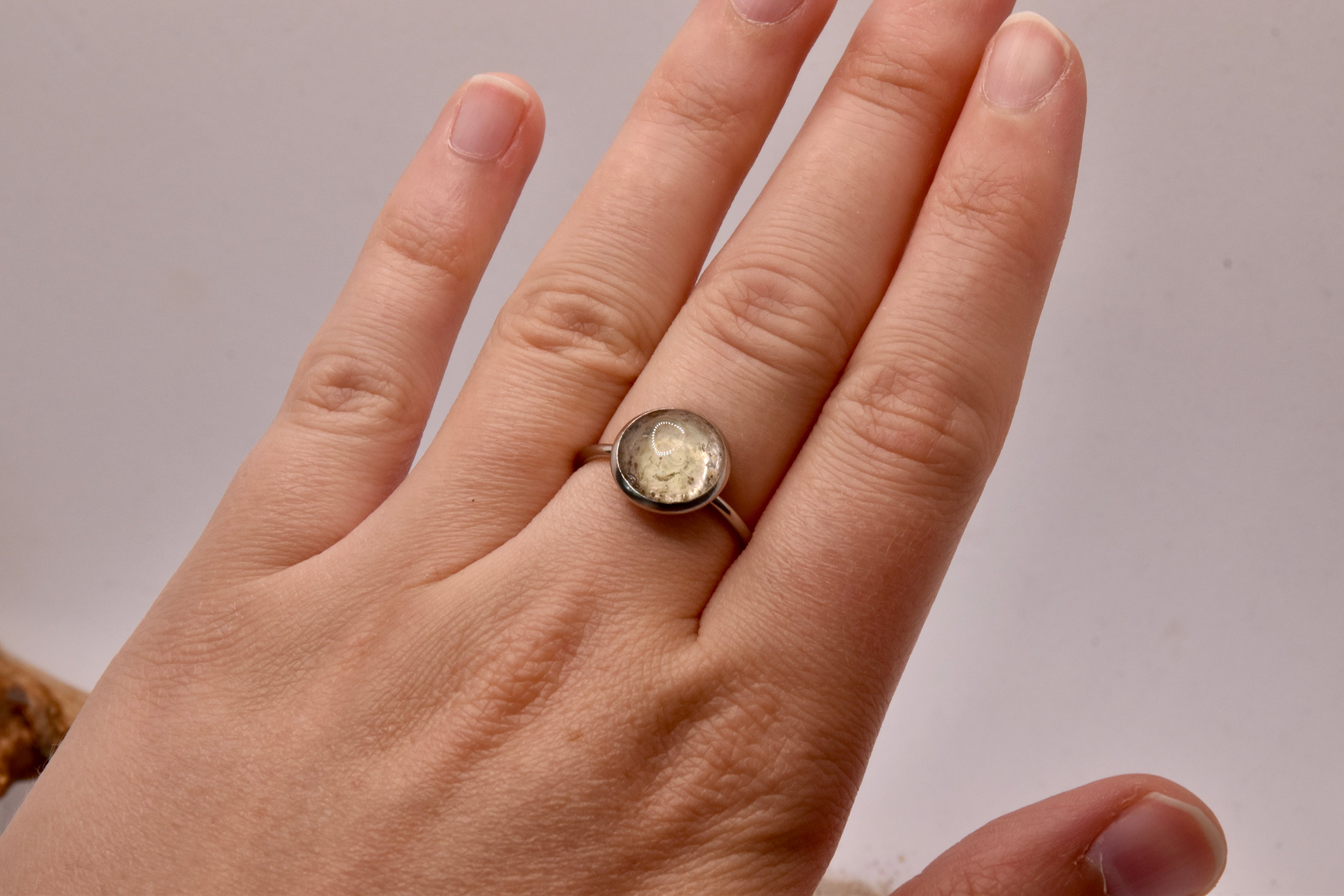 Seeglas Resin Ring Edelstahl