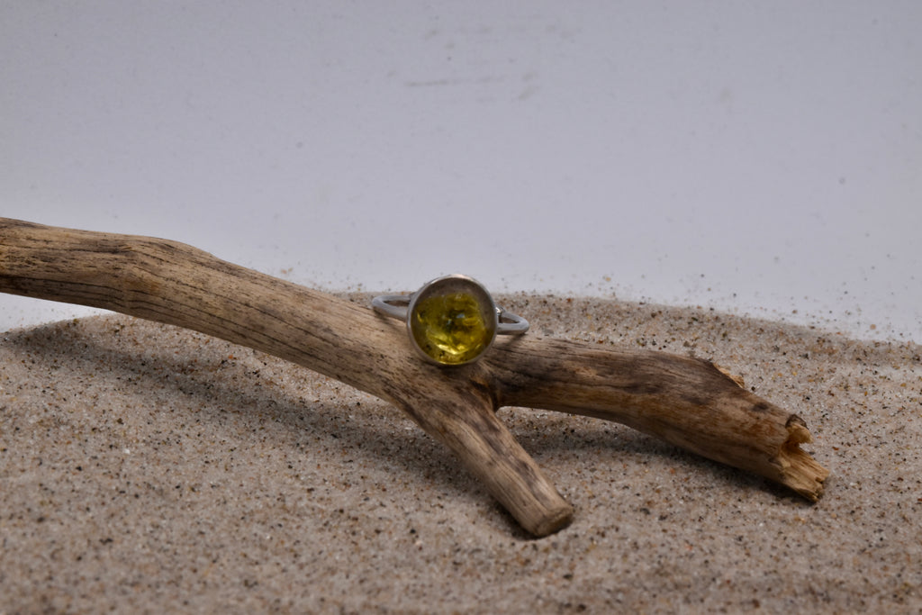 Bernstein Resin Ring Edelstahl