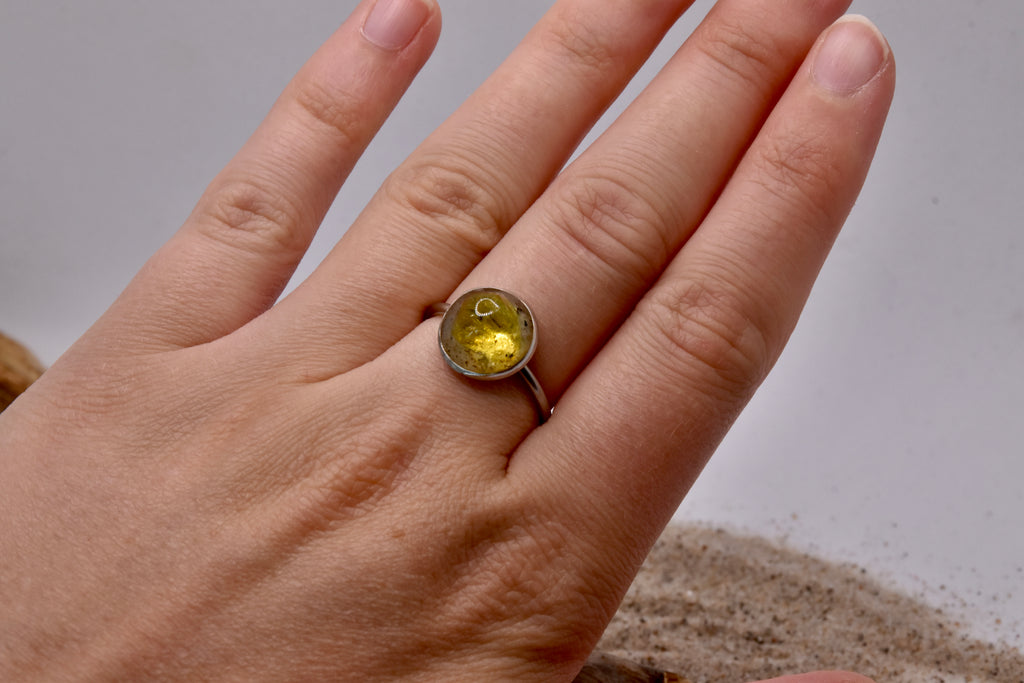 Bernstein Resin Ring Edelstahl