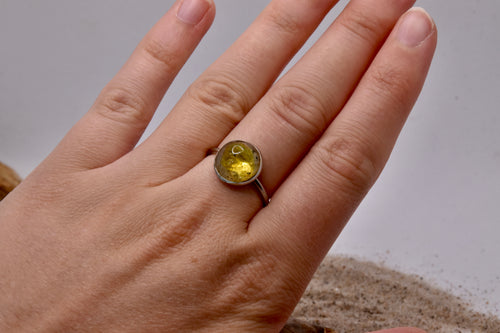 Bernstein Resin Ring Edelstahl