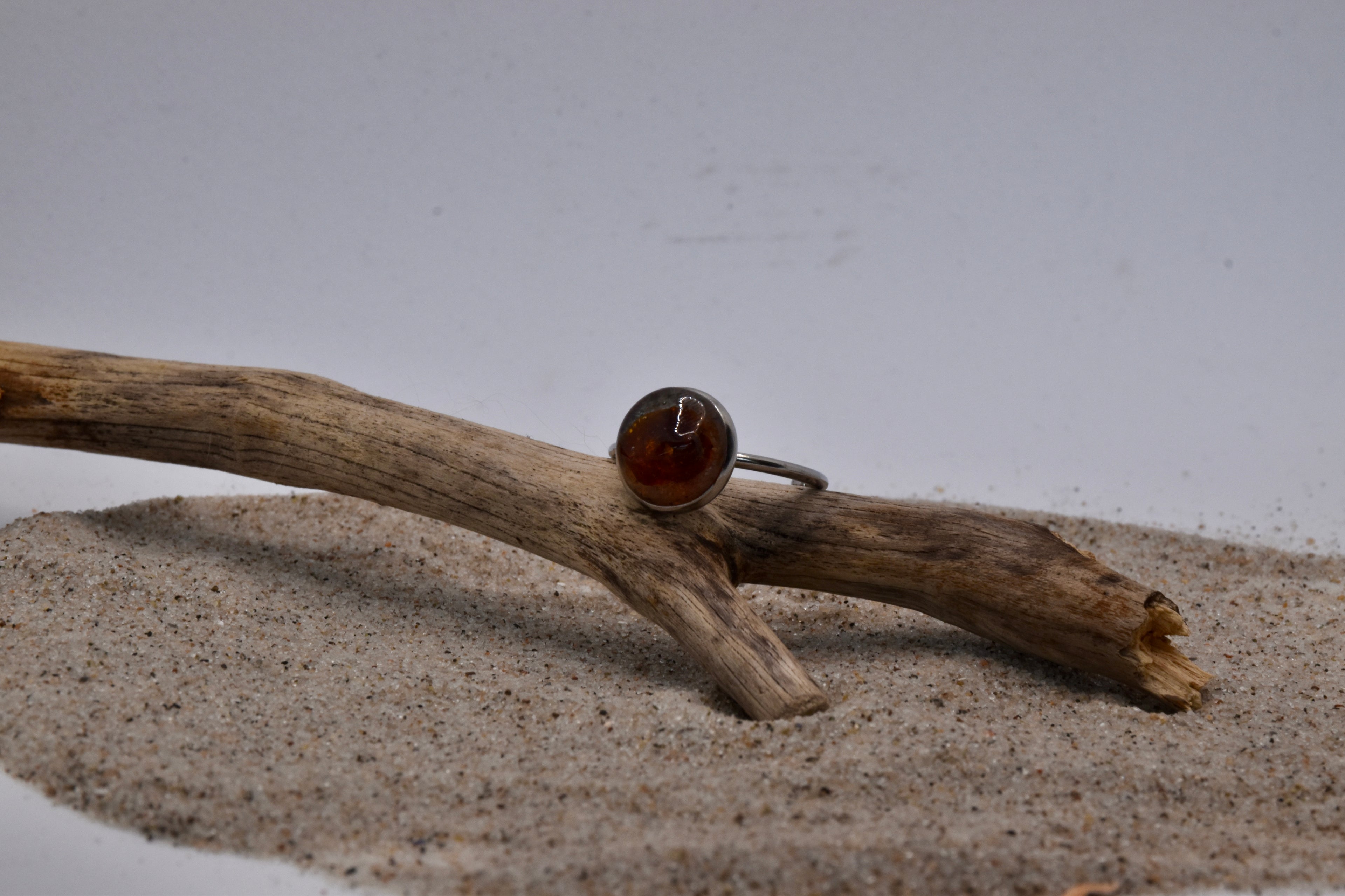 Bernstein Resin Ring Edelstahl