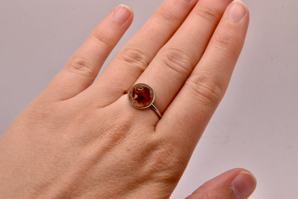 Bernstein Resin Ring Edelstahl