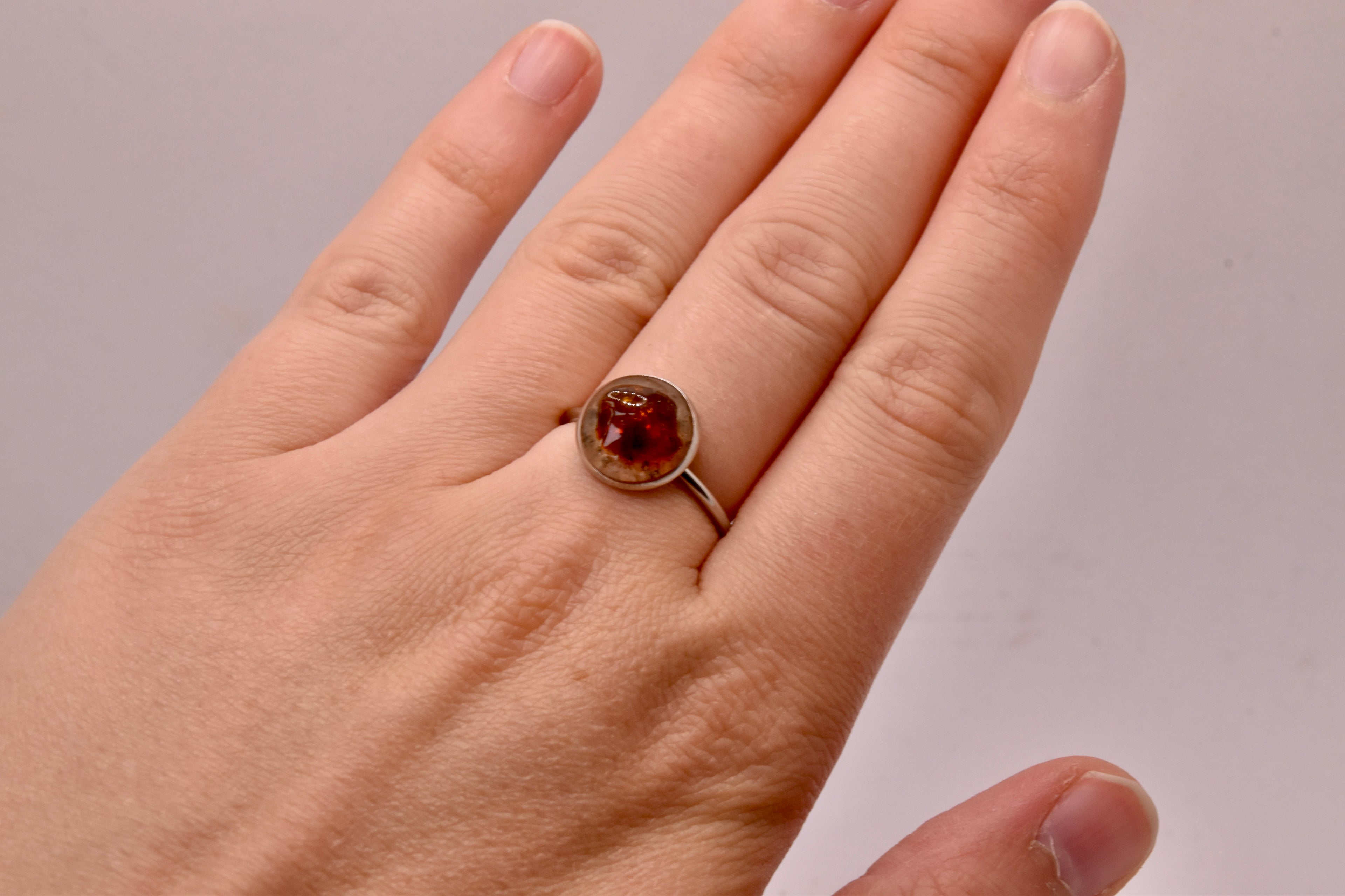 Bernstein Resin Ring Edelstahl