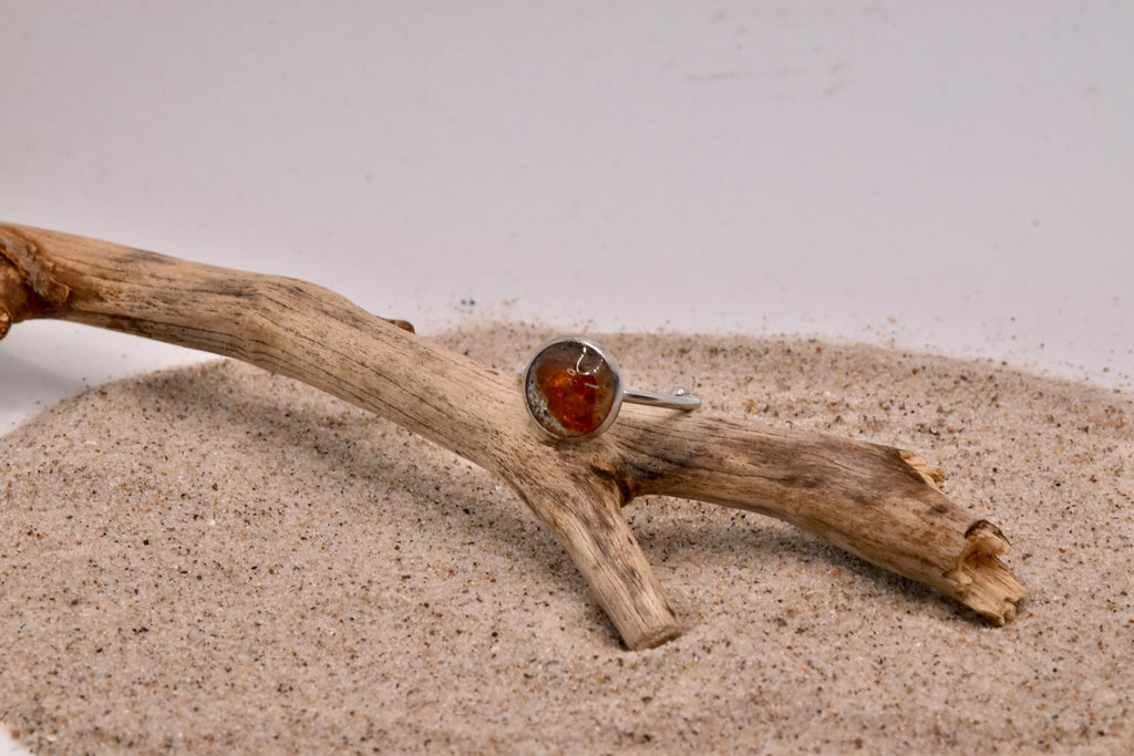 Bernstein Resin Ring Edelstahl