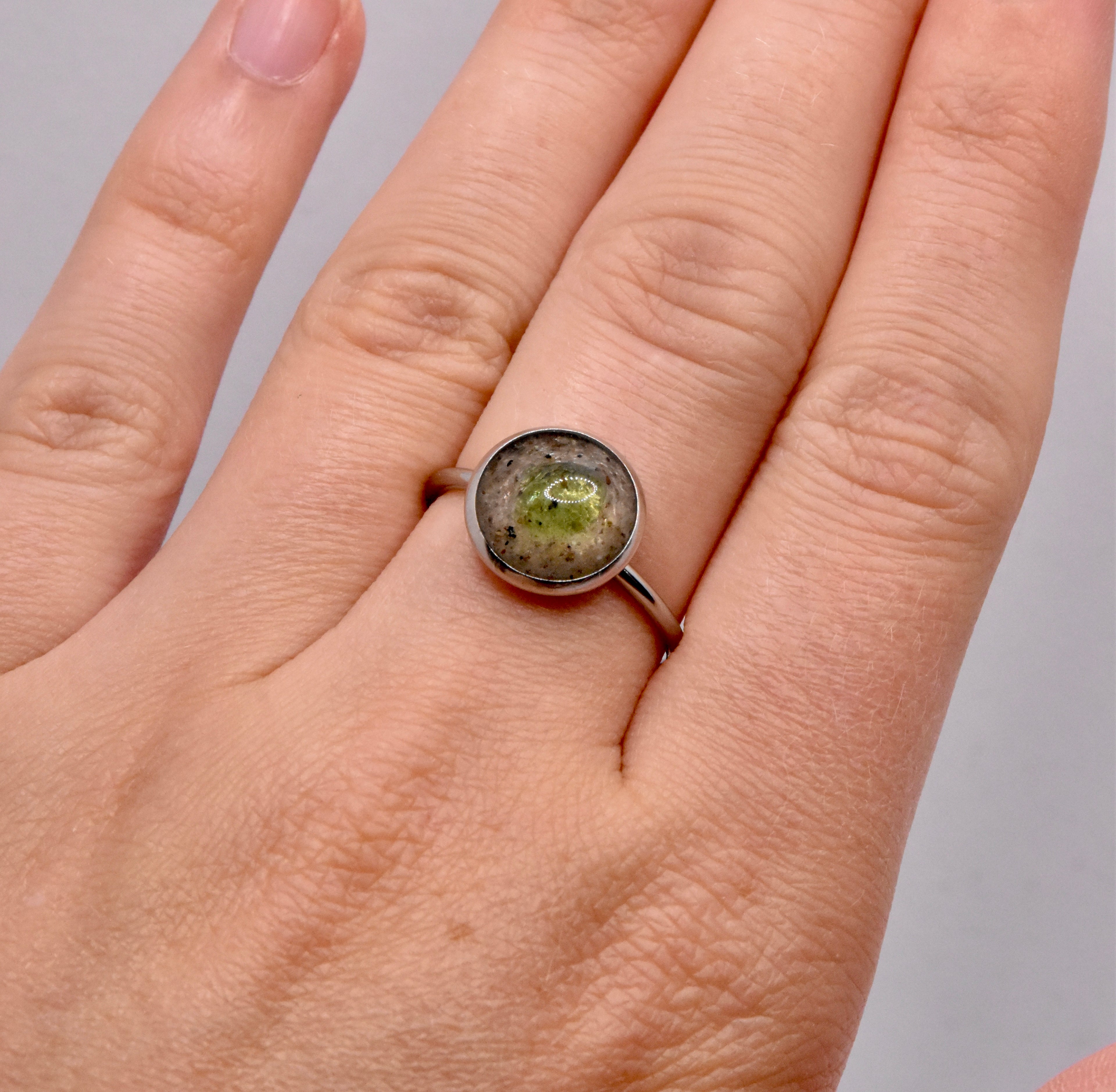 Set Seeglas Ring + Ohrstecker