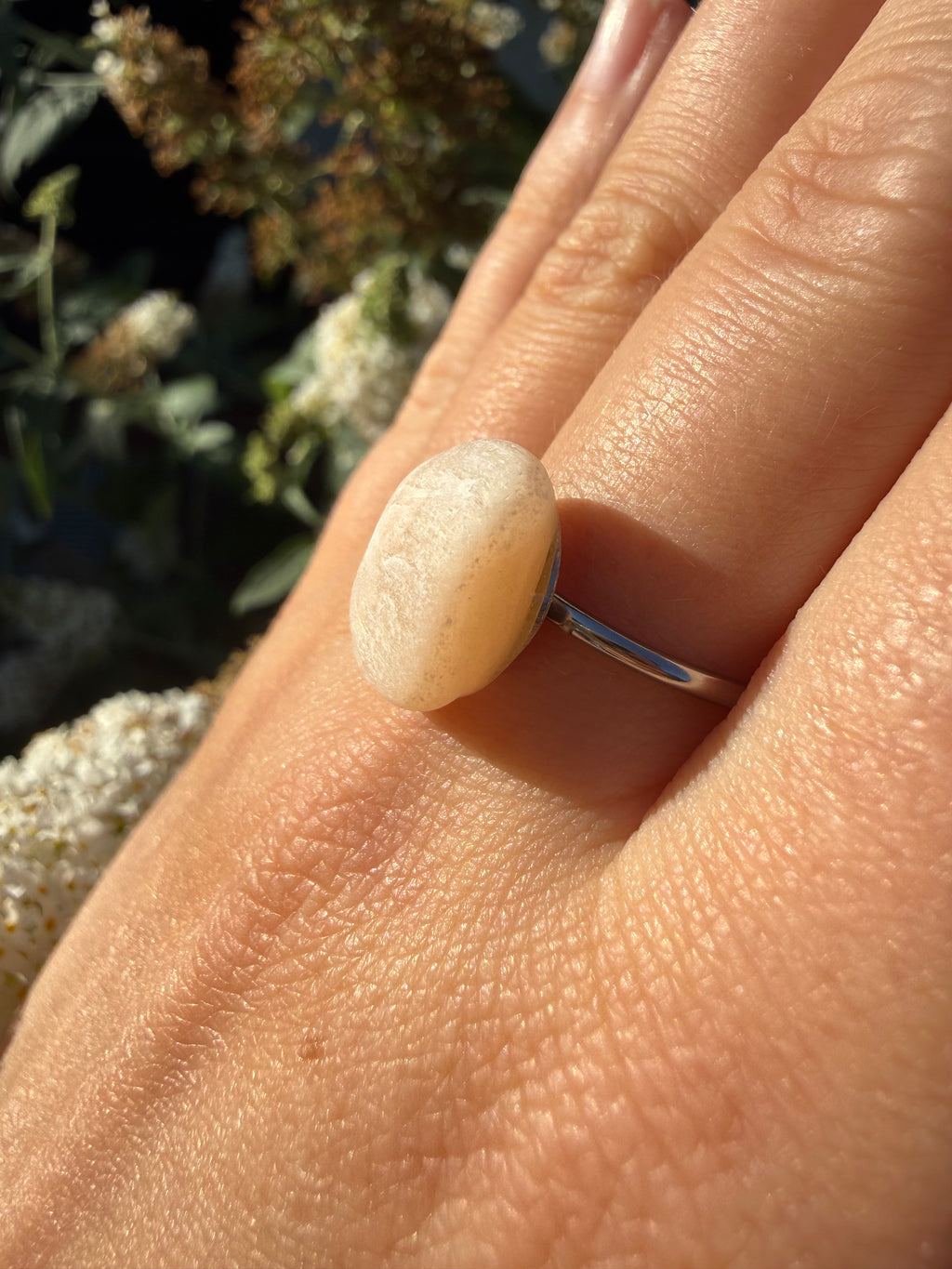 Set Rosa Ostseejade Ring + Ohrstecker