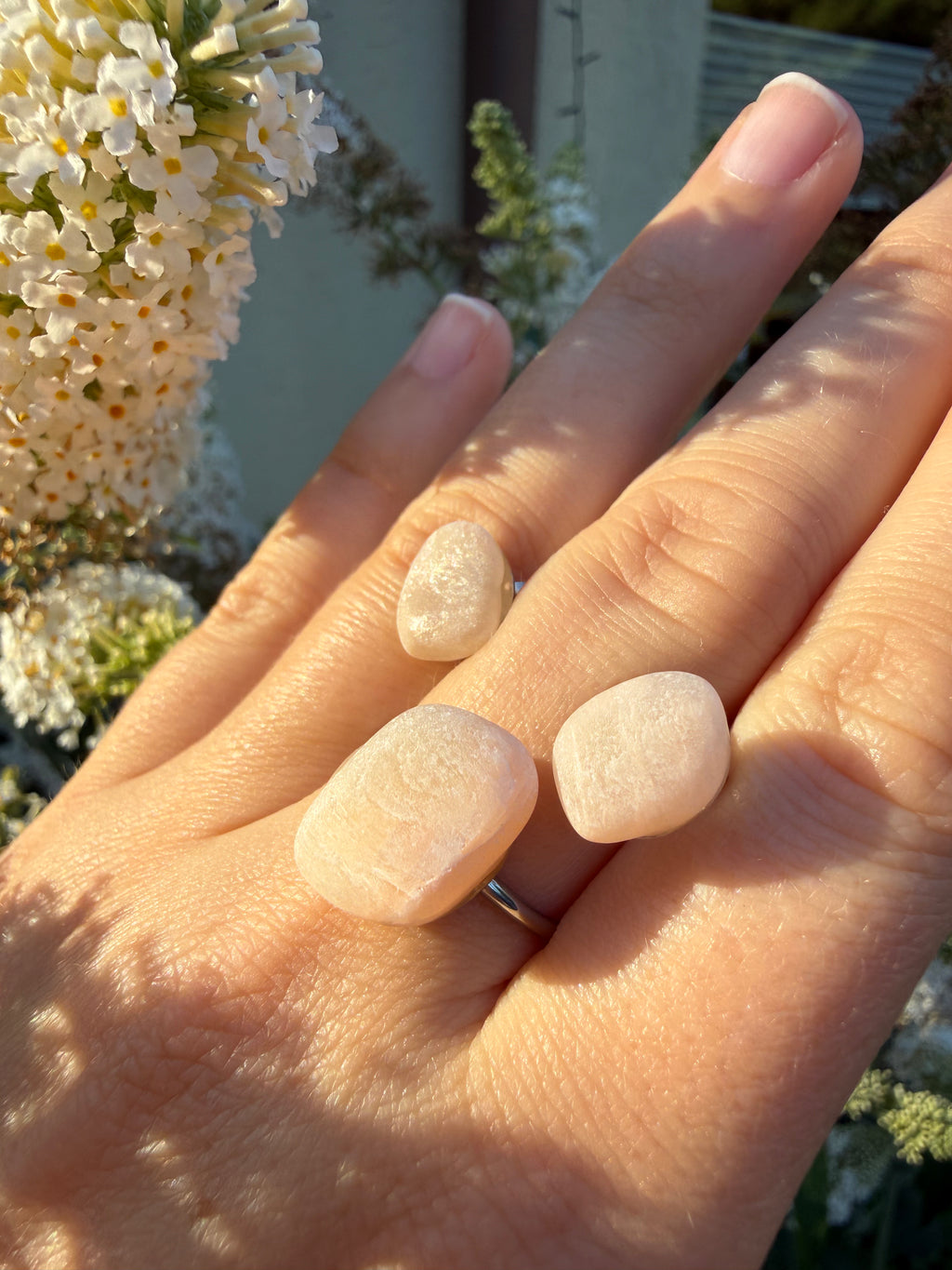 Set Rosa Ostseejade Ring + Ohrstecker